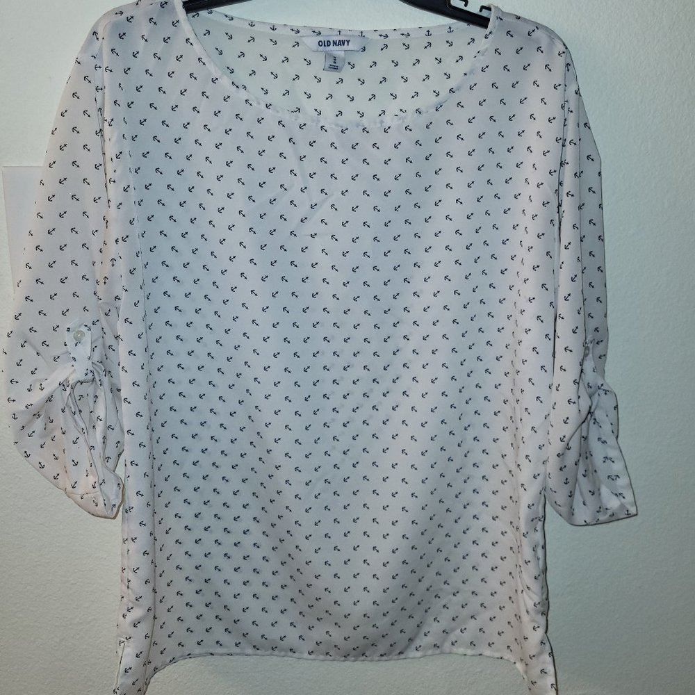 Old Navy Anchor Beach Nautical 3/4 sleeve - size Medium